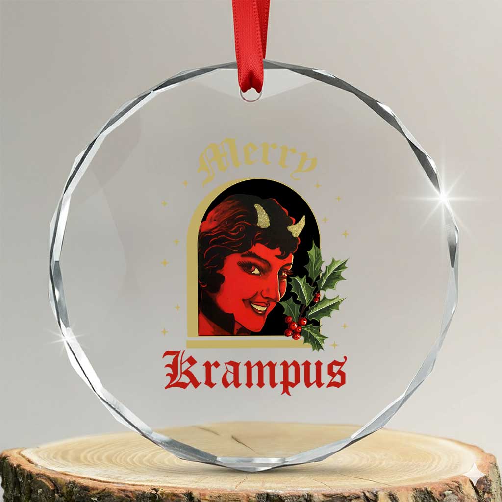 Horror Christmas Female Krampus Crystal Glass Ornament TS09 Transparent Glass 3'' Circle Print Your Wear