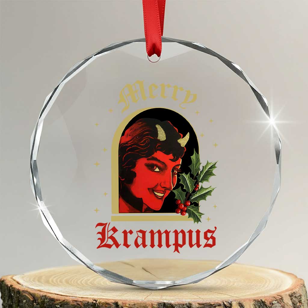 Horror Christmas Female Krampus Crystal Glass Ornament TS09 Transparent Glass 3'' Circle Print Your Wear