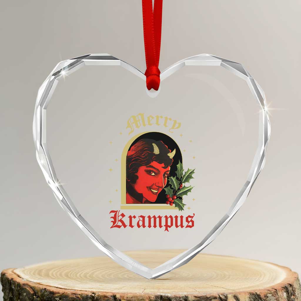 Horror Christmas Female Krampus Heart Crystal Glass Ornament TS09 Transparent Glass 3'' Heart Print Your Wear