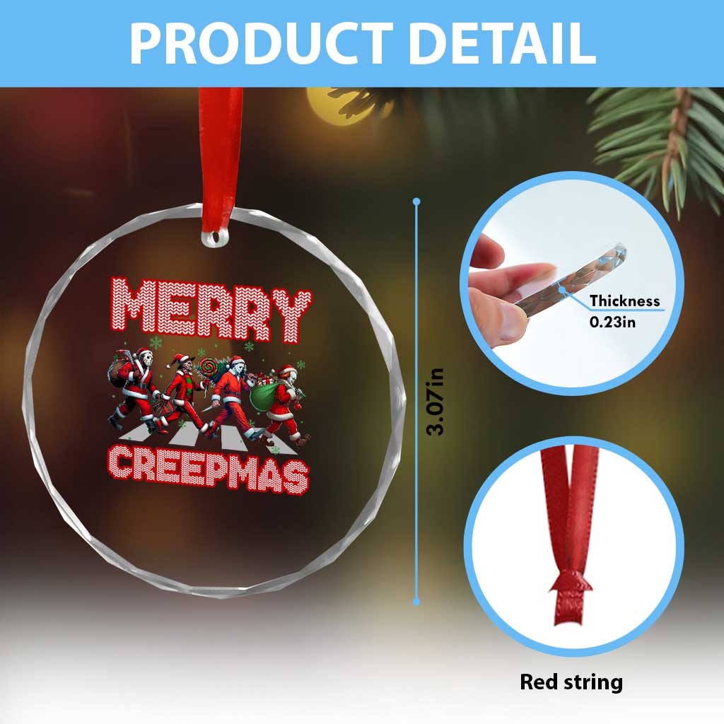 Horror Xmas Crystal Glass Ornament Merry Creepmas Horror Characters TS09 Print Your Wear