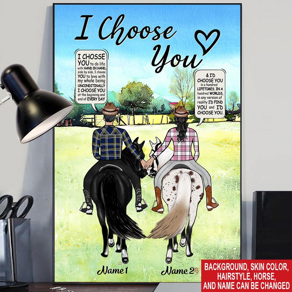 Personalized Family Gift Horse Couple Poster I Choose You CTM Canvas Custom - Printyourwear