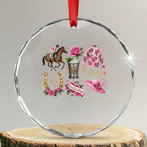 Horse Racing Derby Day Crystal Glass Ornament Doodles Funny Silks Jockey TS10 Transparent Glass 3'' Circle Print Your Wear