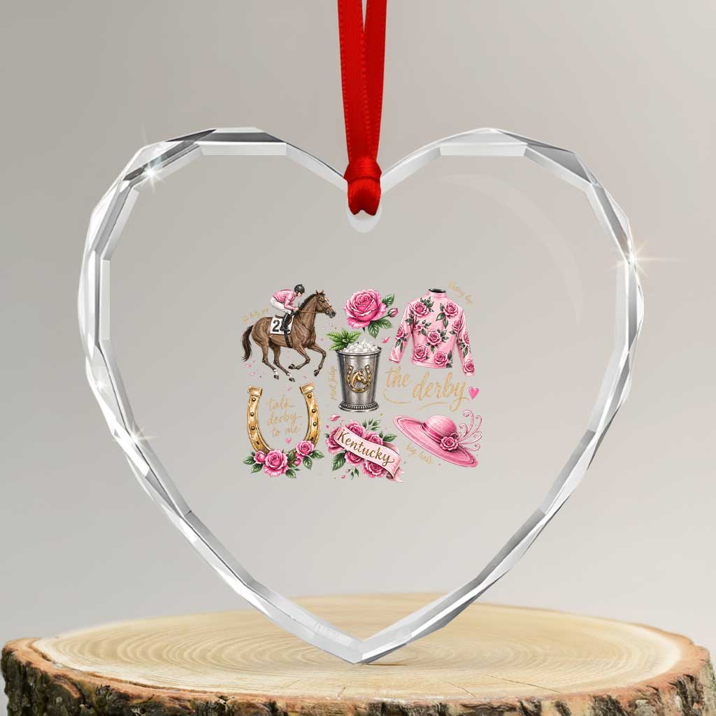 Horse Racing Derby Day Heart Crystal Glass Ornament Doodles Funny Silks Jockey TS10 Transparent Glass 3'' Heart Print Your Wear