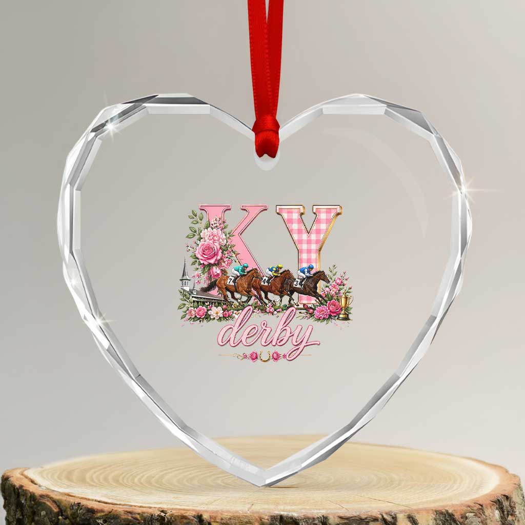 Horse Racing KY Derby Day Vibes Heart Crystal Glass Ornament This is My Derby Day Dress TS10 Transparent Glass 3'' Heart Print Your Wear