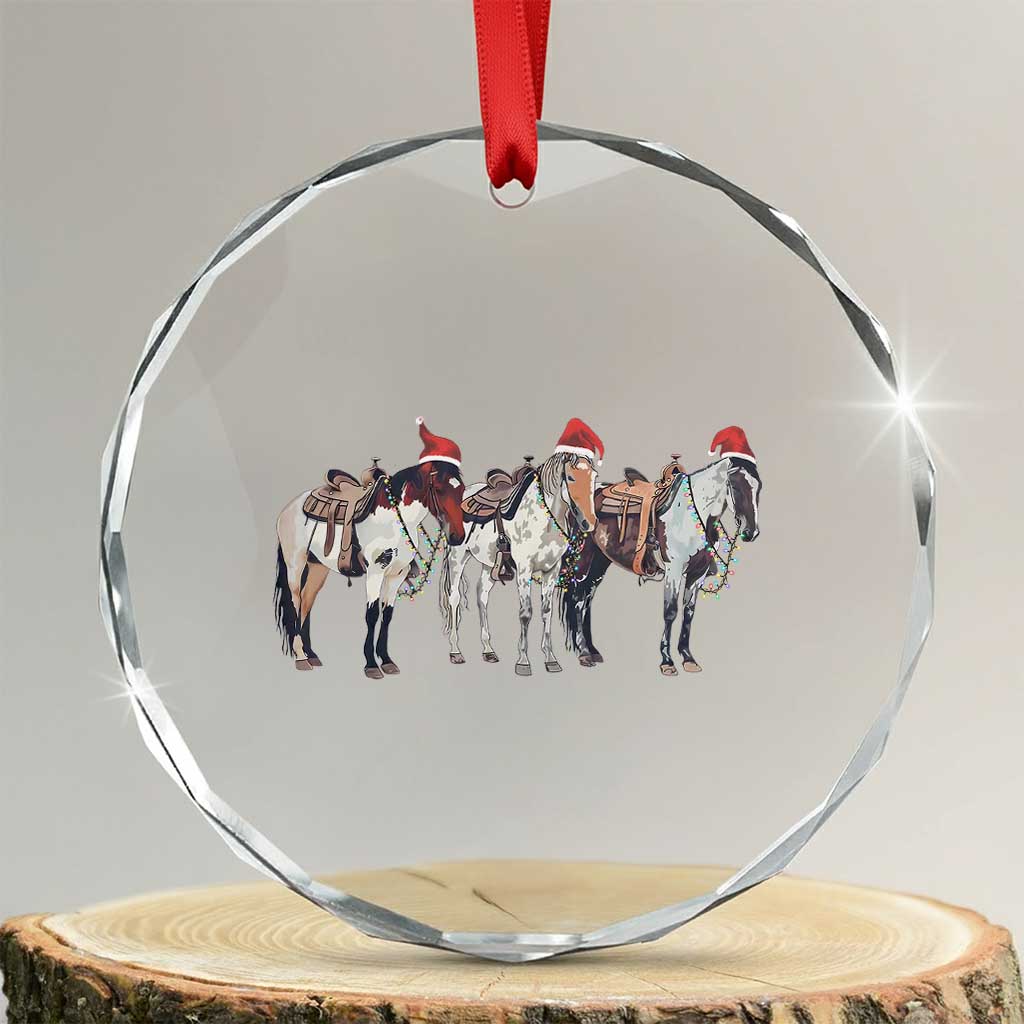 Horse Xmas Crystal Glass Ornament Western Cowboy Cowgirl Howdy Country TS10 Transparent Glass 3'' Circle Print Your Wear