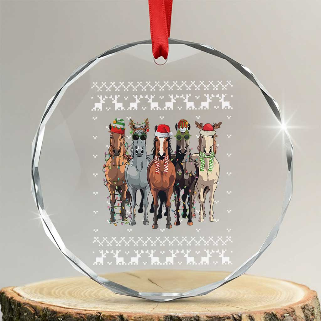 Horse Xmas Crystal Glass Ornament Western Cowboy Cowgirl Howdy Country Ugly Xmas TS10 Transparent Glass 3'' Circle Print Your Wear