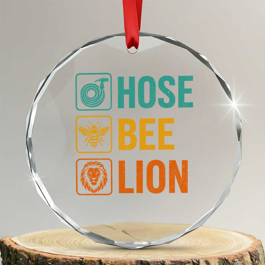 Hose Bee Lion Funny Meme Word Pun Retro Crystal Glass Ornament