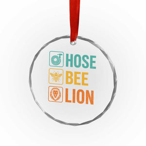 Hose Bee Lion Funny Meme Word Pun Retro Crystal Glass Ornament