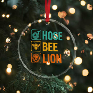 Hose Bee Lion Funny Meme Word Pun Retro Crystal Glass Ornament