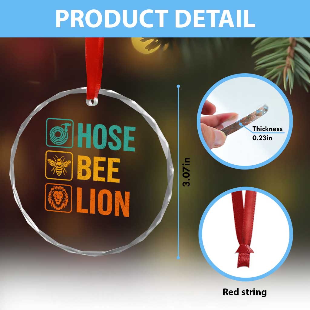 Hose Bee Lion Funny Meme Word Pun Retro Crystal Glass Ornament