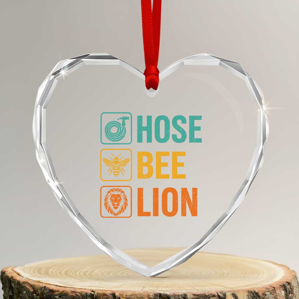 Hose Bee Lion Funny Meme Word Pun Retro Heart Crystal Glass Ornament