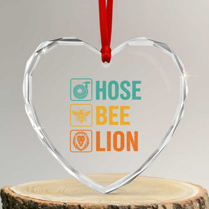 Hose Bee Lion Funny Meme Word Pun Retro Heart Crystal Glass Ornament