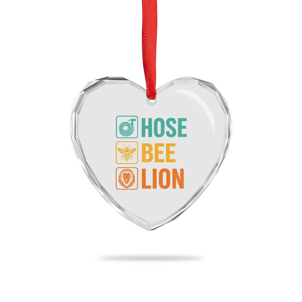 Hose Bee Lion Funny Meme Word Pun Retro Heart Crystal Glass Ornament
