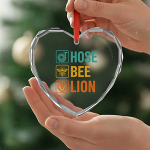 Hose Bee Lion Funny Meme Word Pun Retro Heart Crystal Glass Ornament