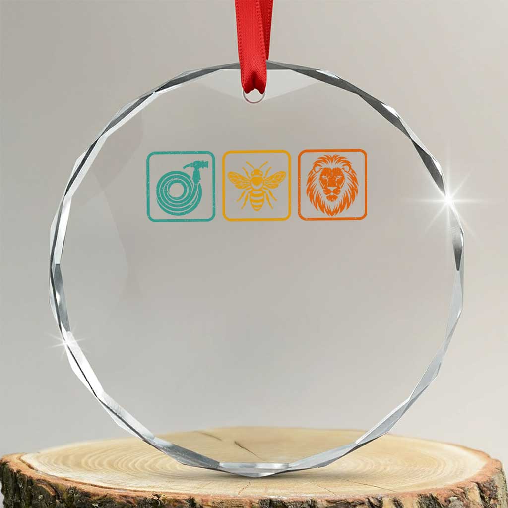 Hose Bee Lion Icons Funny Meme Retro Crystal Glass Ornament