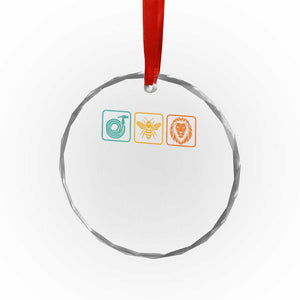 Hose Bee Lion Icons Funny Meme Retro Crystal Glass Ornament