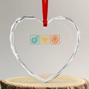 Hose Bee Lion Icons Funny Meme Retro Heart Crystal Glass Ornament