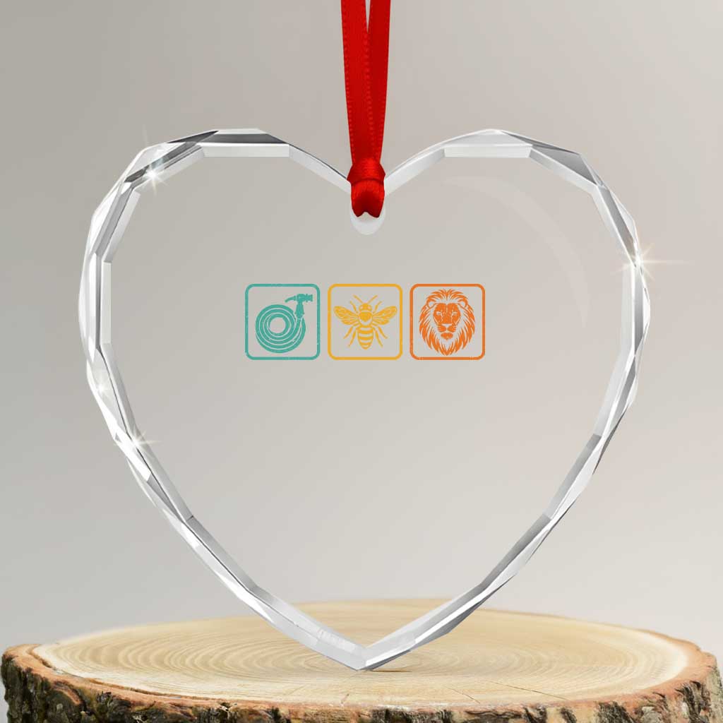 Hose Bee Lion Icons Funny Meme Retro Heart Crystal Glass Ornament TS11 Transparent Glass 3'' Heart Print Your Wear