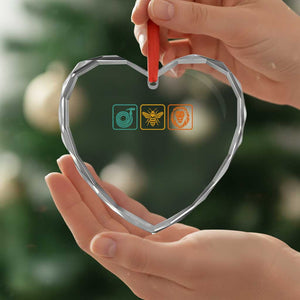 Hose Bee Lion Icons Funny Meme Retro Heart Crystal Glass Ornament