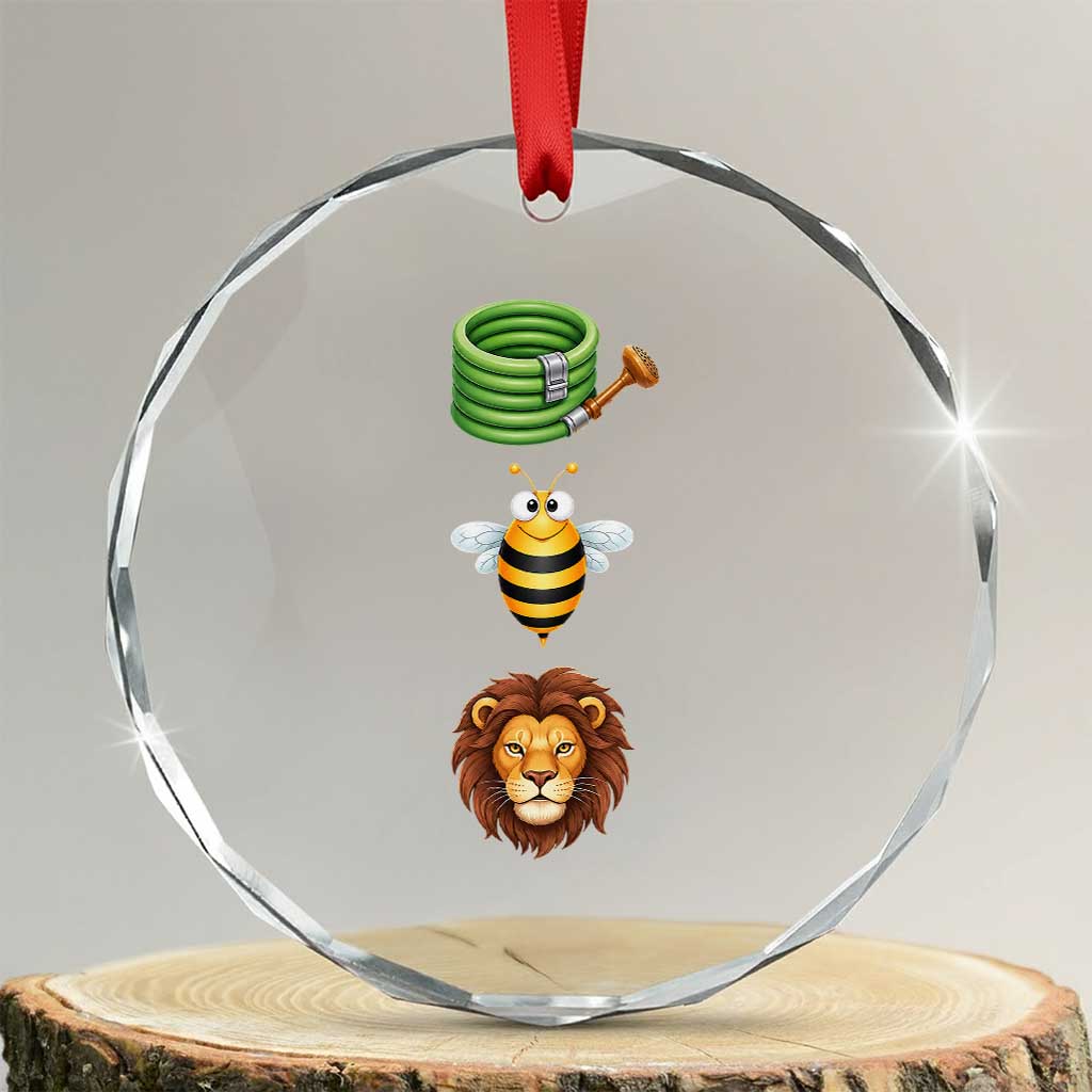Hose Bee Lion Meme Slang Funny Sarcastic Pun Graphic Crystal Glass Ornament TS02 Transparent Glass 3'' Circle Print Your Wear