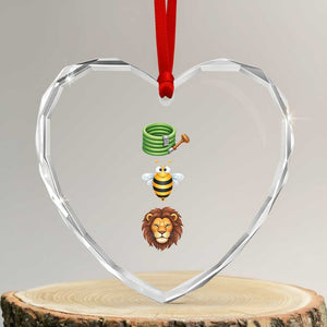 Hose Bee Lion Meme Slang Funny Sarcastic Pun Graphic Heart Crystal Glass Ornament