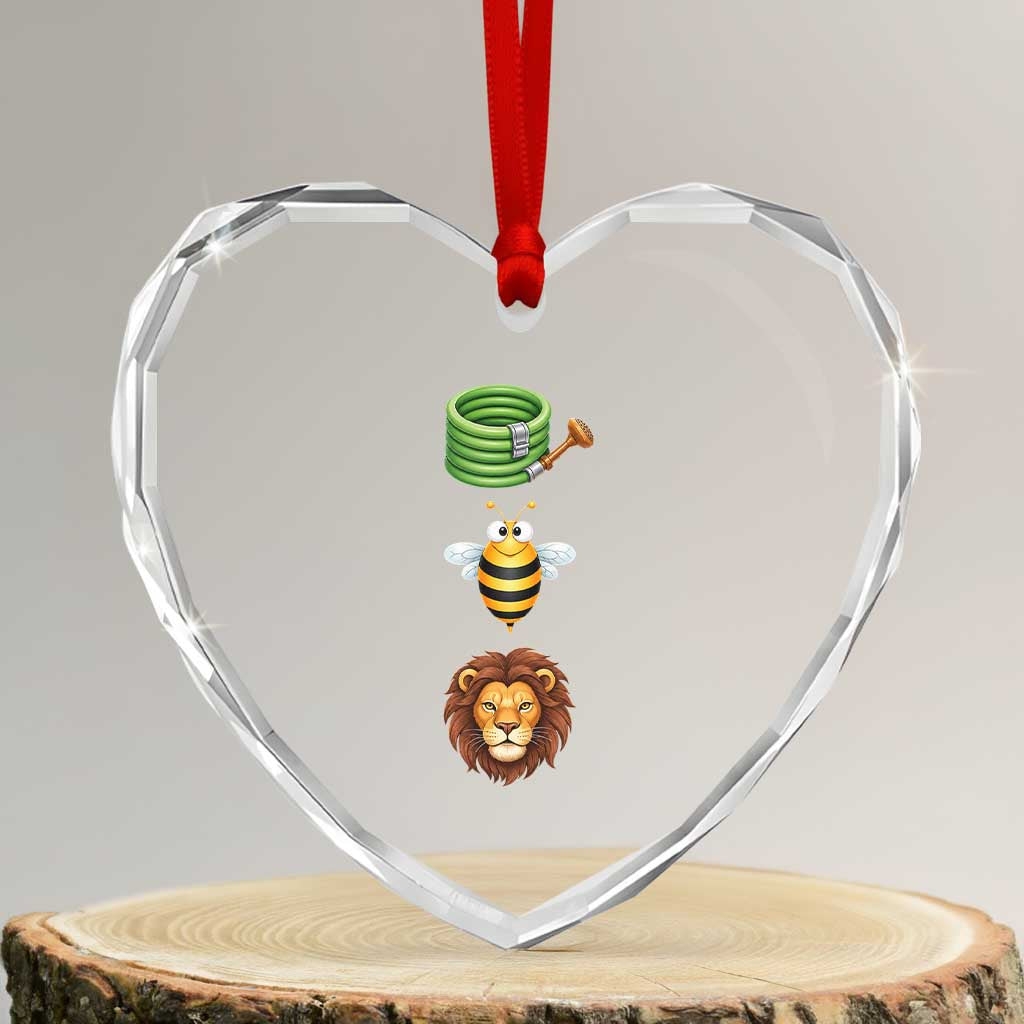 Hose Bee Lion Meme Slang Funny Sarcastic Pun Graphic Heart Crystal Glass Ornament TS02 Transparent Glass 3'' Heart Print Your Wear