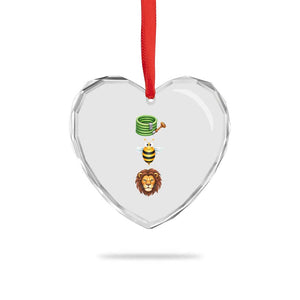 Hose Bee Lion Meme Slang Funny Sarcastic Pun Graphic Heart Crystal Glass Ornament