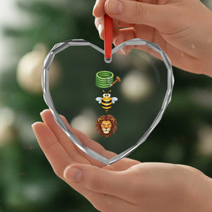 Hose Bee Lion Meme Slang Funny Sarcastic Pun Graphic Heart Crystal Glass Ornament