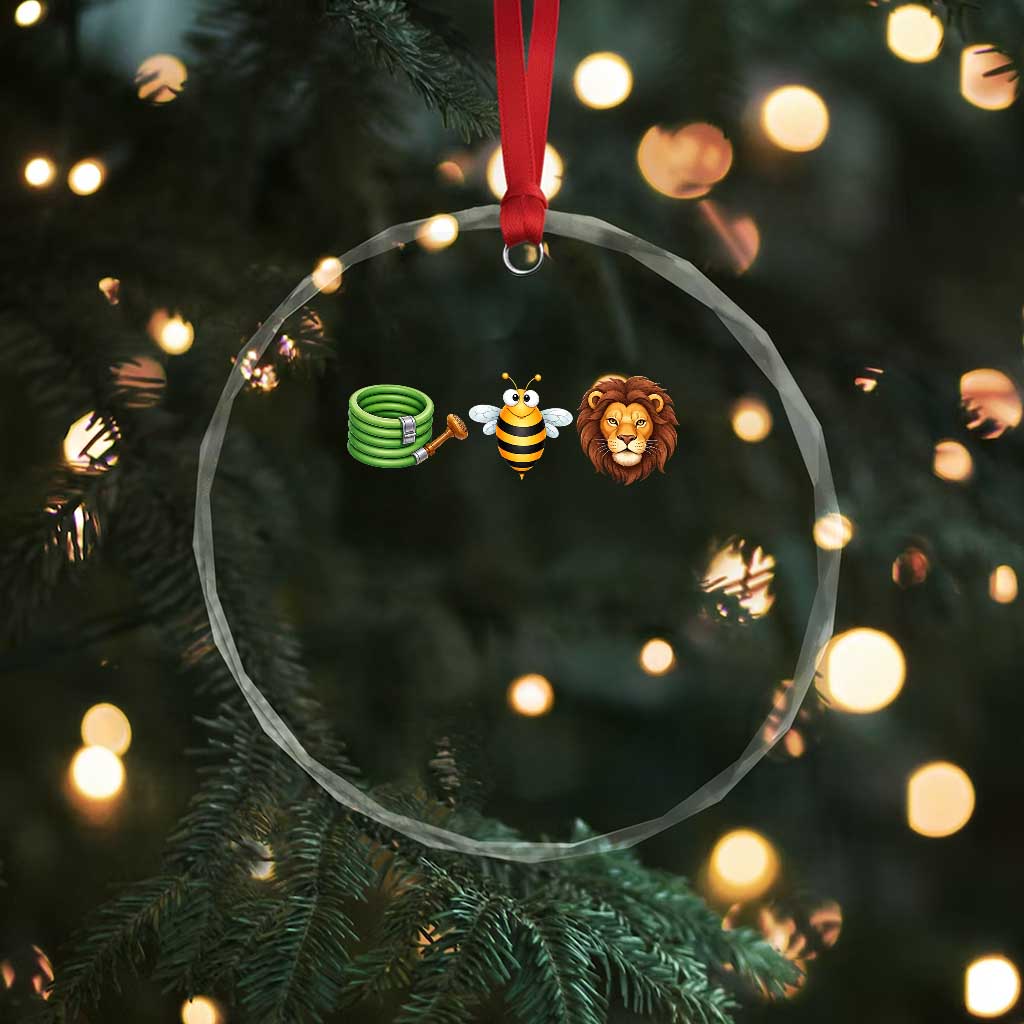 Hose Bee Lion Meme Slang Funny Wordplay Pun Graphic Crystal Glass Ornament
