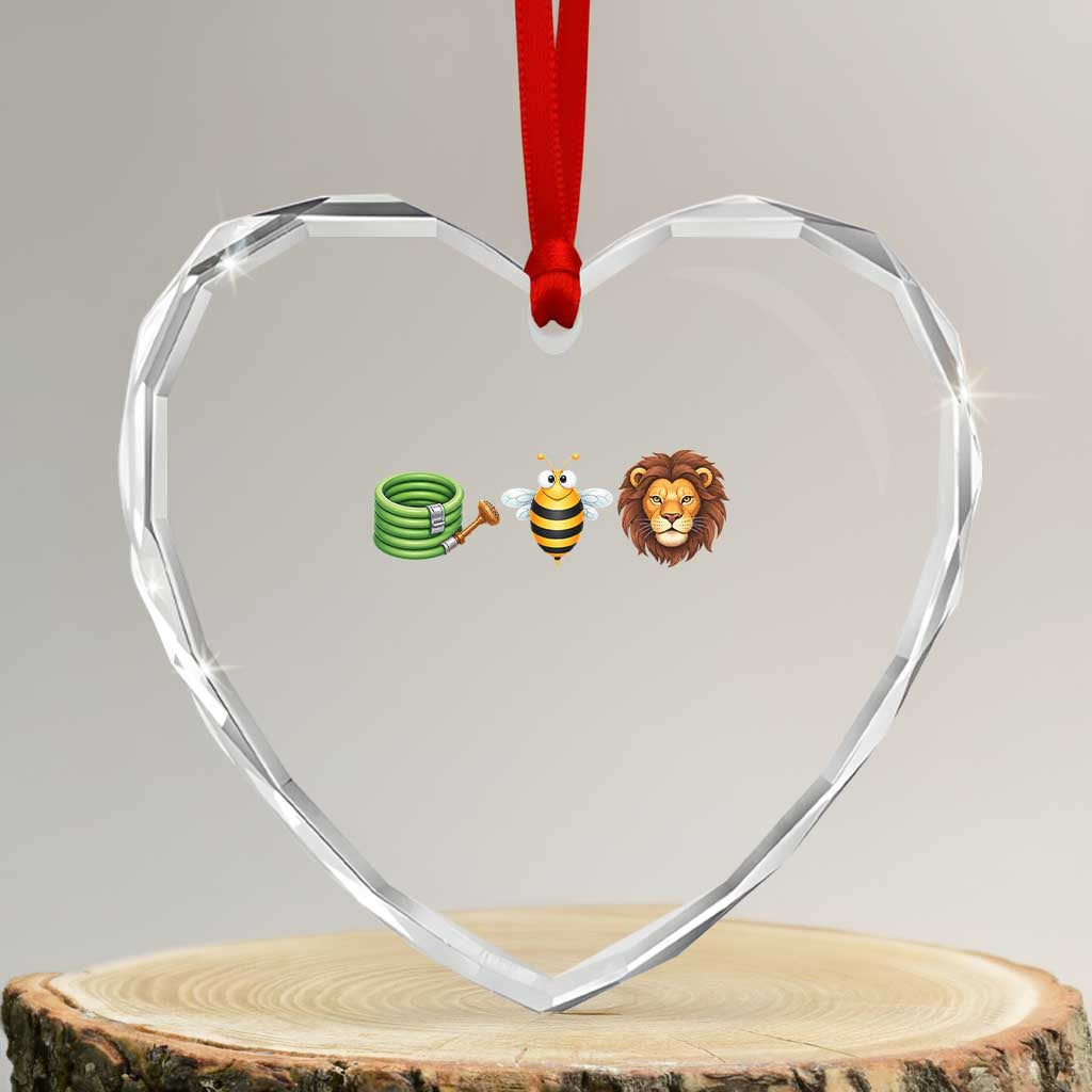 Hose Bee Lion Meme Slang Funny Wordplay Pun Graphic Heart Crystal Glass Ornament