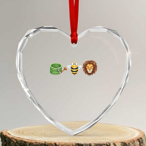 Hose Bee Lion Meme Slang Funny Wordplay Pun Graphic Heart Crystal Glass Ornament