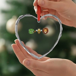 Hose Bee Lion Meme Slang Funny Wordplay Pun Graphic Heart Crystal Glass Ornament