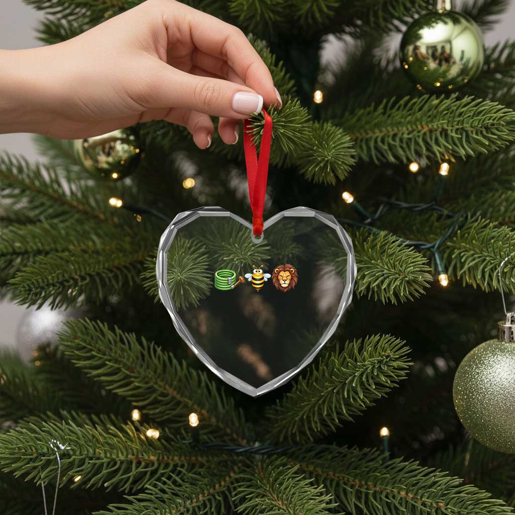 Hose Bee Lion Meme Slang Funny Wordplay Pun Graphic Heart Crystal Glass Ornament