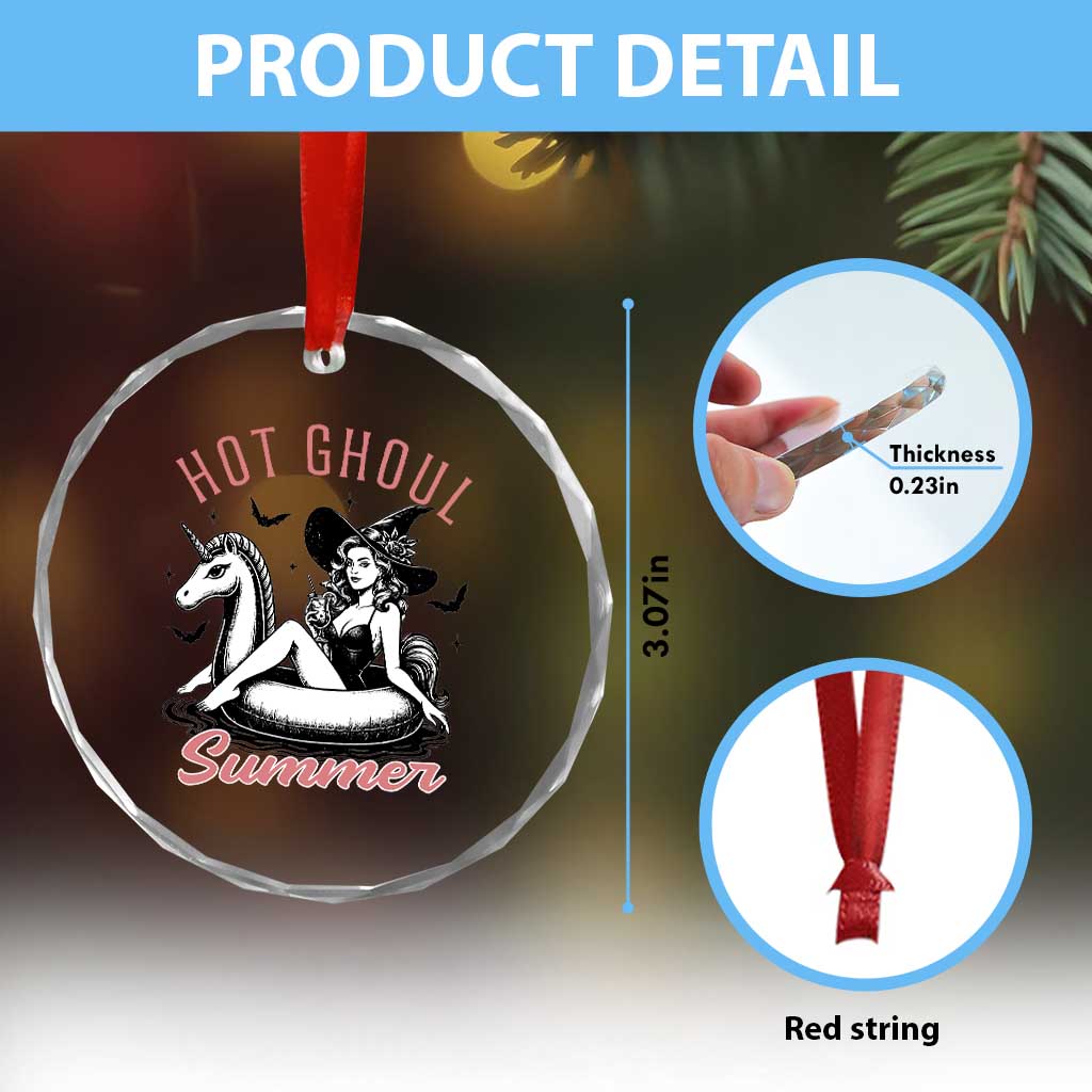 Hot Ghoul Summer Crystal Glass Ornament Retro Pin Up Witch Summerween Summer Beach Halloween Vibes TS02 Print Your Wear