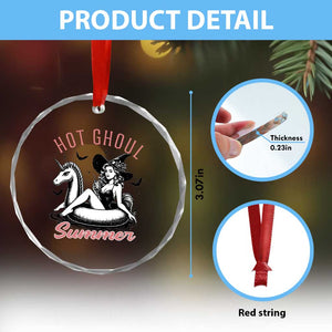 Hot Ghoul Summer Crystal Glass Ornament Retro Pin Up Witch Summerween Summer Beach Halloween Vibes TS02 Print Your Wear