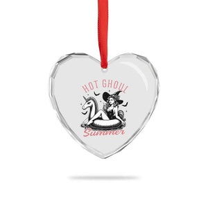 Hot Ghoul Summer Heart Crystal Glass Ornament Retro Pin Up Witch Summerween Summer Beach Halloween Vibes TS02 Print Your Wear