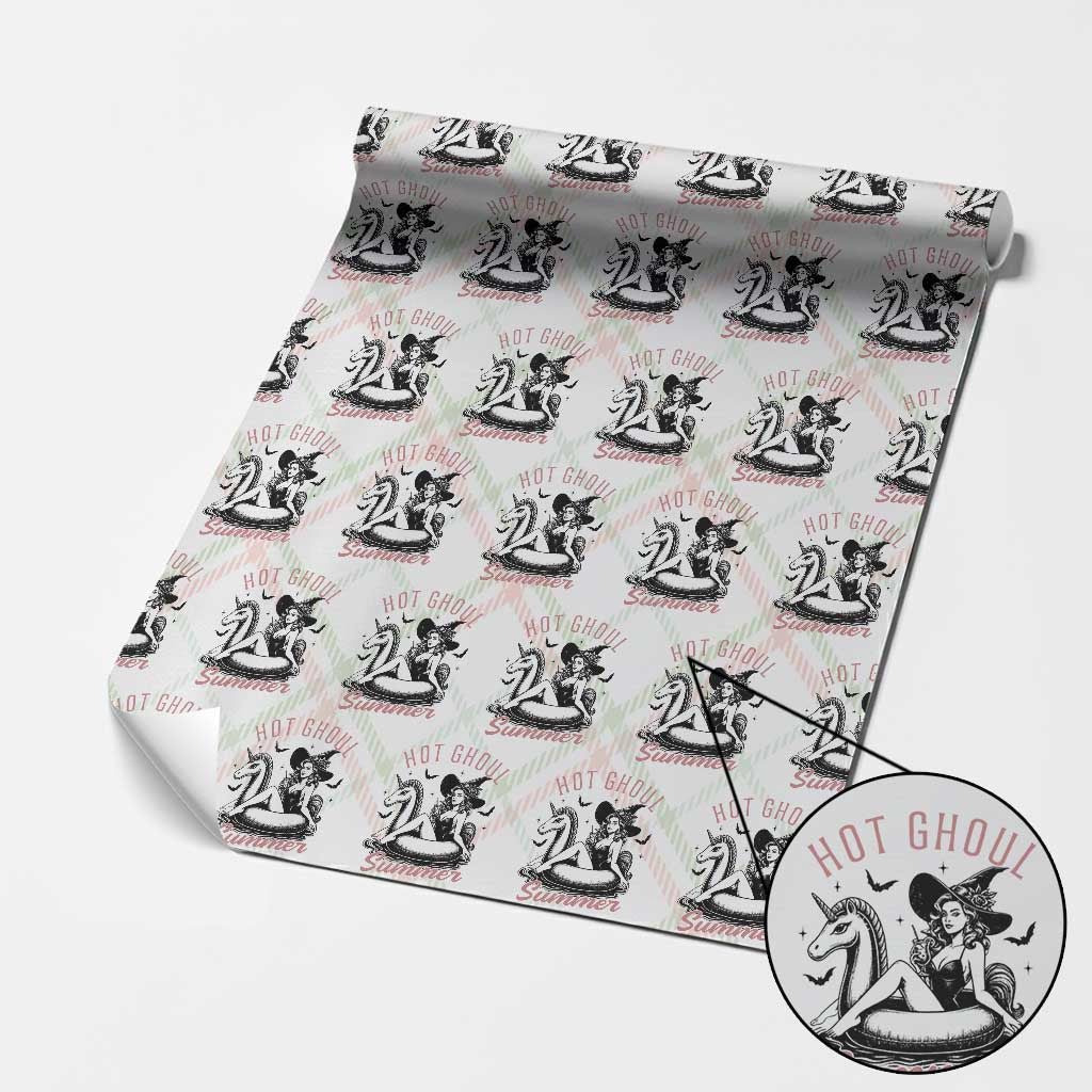 Hot Ghoul Summer Wrapping Paper Roll Retro Pin Up Witch Summerween Summer Beach Halloween Vibes