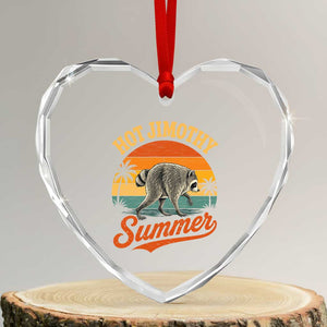 Hot Jimothy Summer Retro Sunset Beach Graphic Heart Crystal Glass Ornament Funny Viral Seattle Raccoon Meme