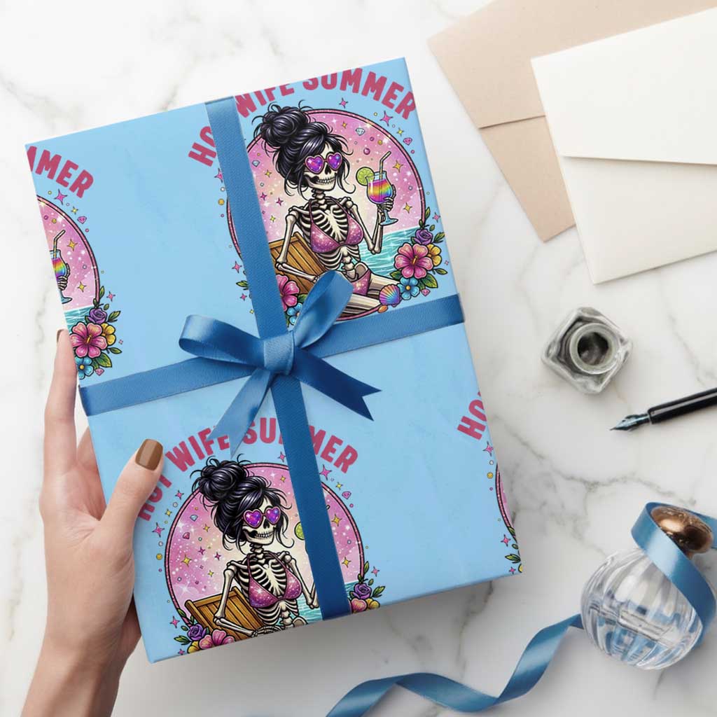 Hot Wife Summer Wrapping Paper Roll Funny Newlywed Skeleton TS14 Light Blue Print Your Wear
