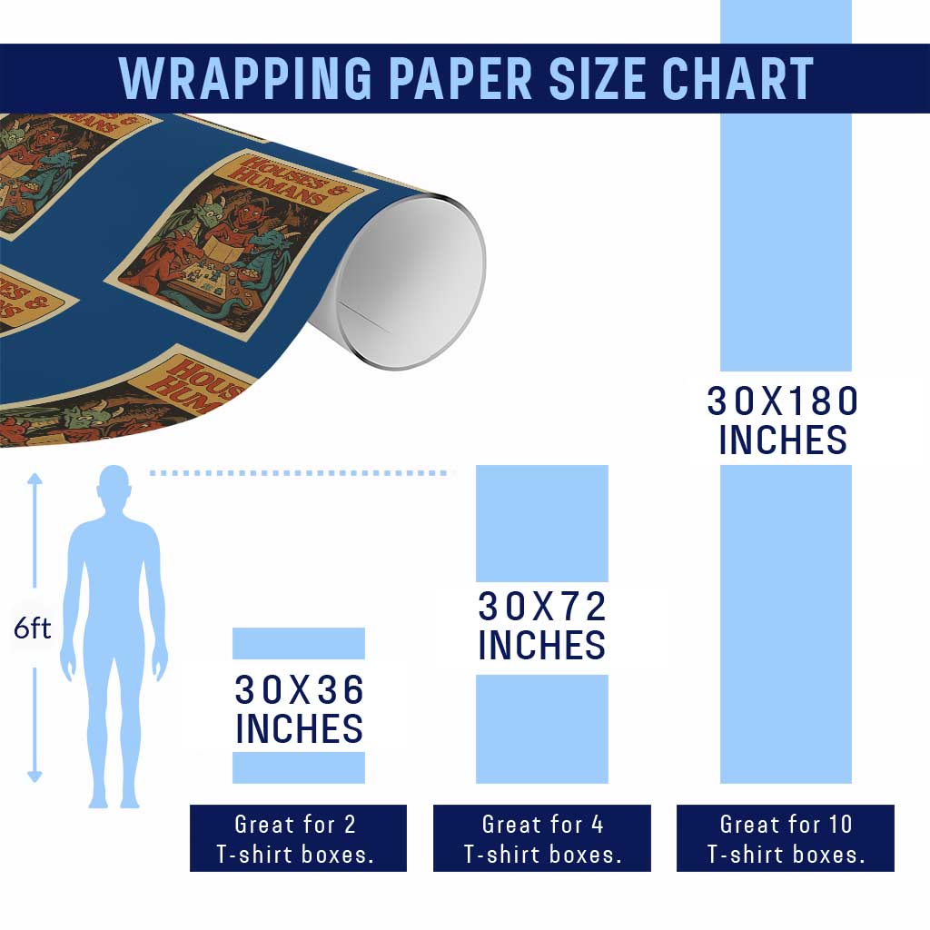 Houses and Humans Fantasy Tabletop Game Wrapping Paper Roll Retro RPG Dragons Board Game Roleplay Fans TS02 Print Your Wear