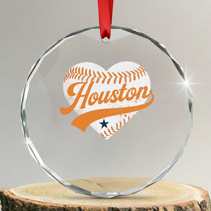 Houston Clutch City Crystal Glass Ornament Baseball Heart Varsity Script Vintage Sports Fans TS10 Transparent Glass 3'' Circle Print Your Wear