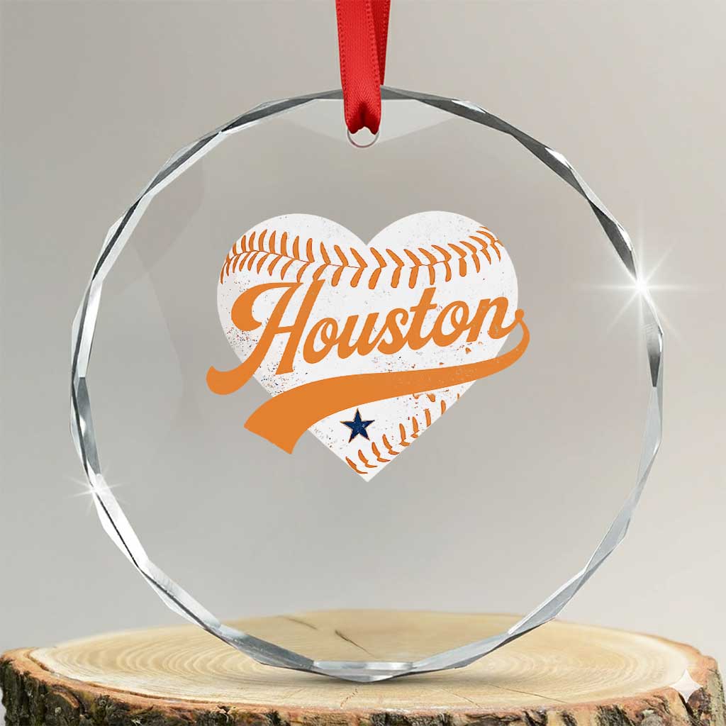 Houston Clutch City Crystal Glass Ornament Baseball Heart Varsity Script Vintage Sports Fans TS10 Transparent Glass 3'' Circle Print Your Wear
