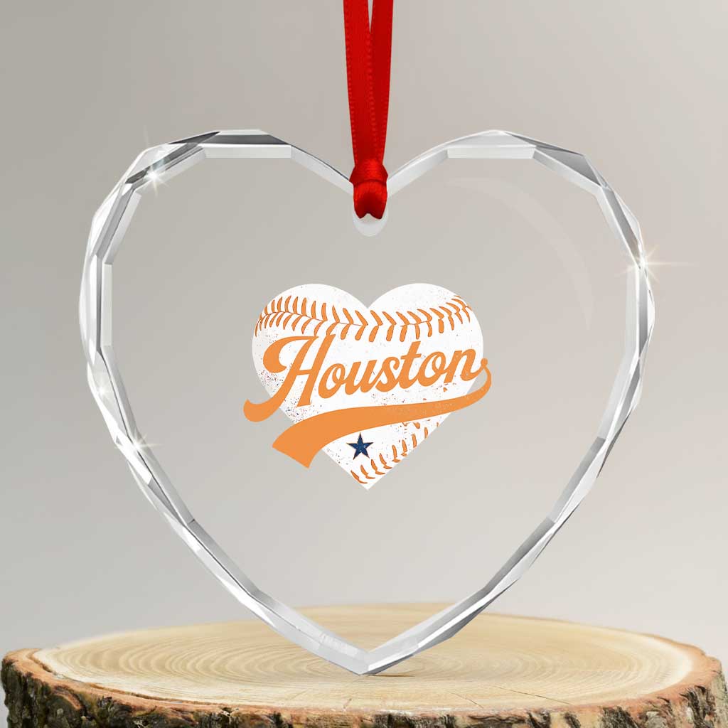 Houston Clutch City Heart Crystal Glass Ornament Baseball Heart Varsity Script Vintage Sports Fans TS10 Transparent Glass 3'' Heart Print Your Wear