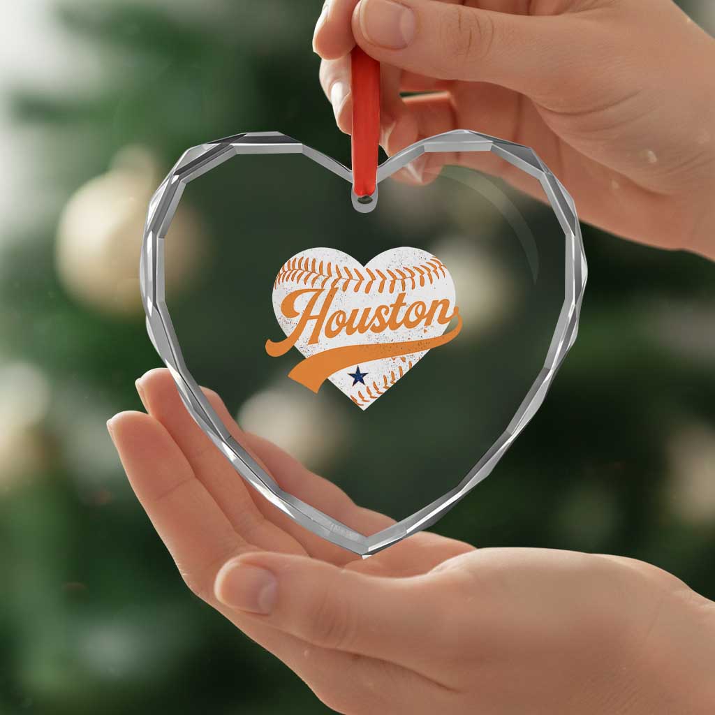 Houston Clutch City Heart Crystal Glass Ornament Baseball Heart Varsity Script Vintage Sports Fans TS10 Print Your Wear
