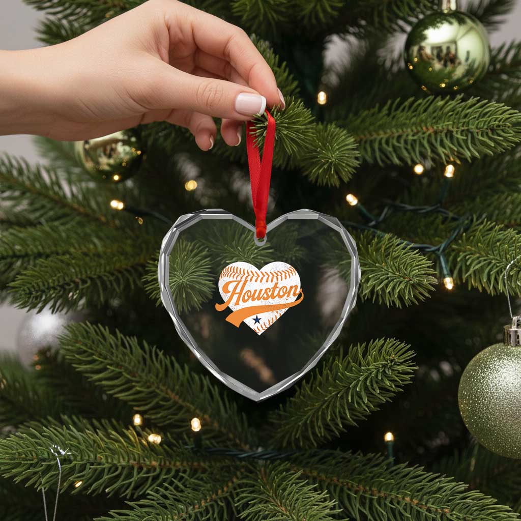 Houston Clutch City Heart Crystal Glass Ornament Baseball Heart Varsity Script Vintage Sports Fans TS10 Print Your Wear