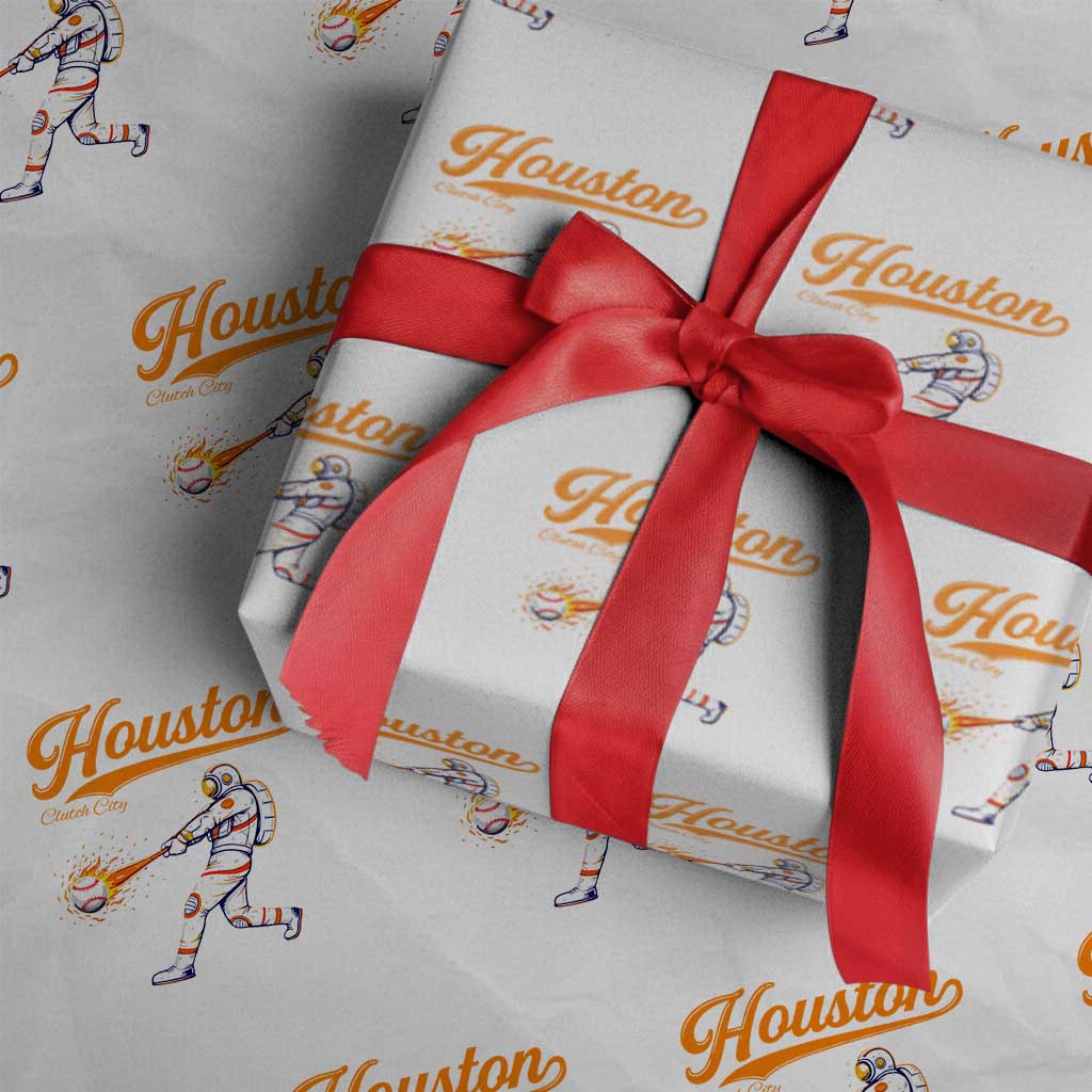 Houston Clutch City Wrapping Paper Roll Astronaut Baseball Player In Space TS10 White Print Your Wear