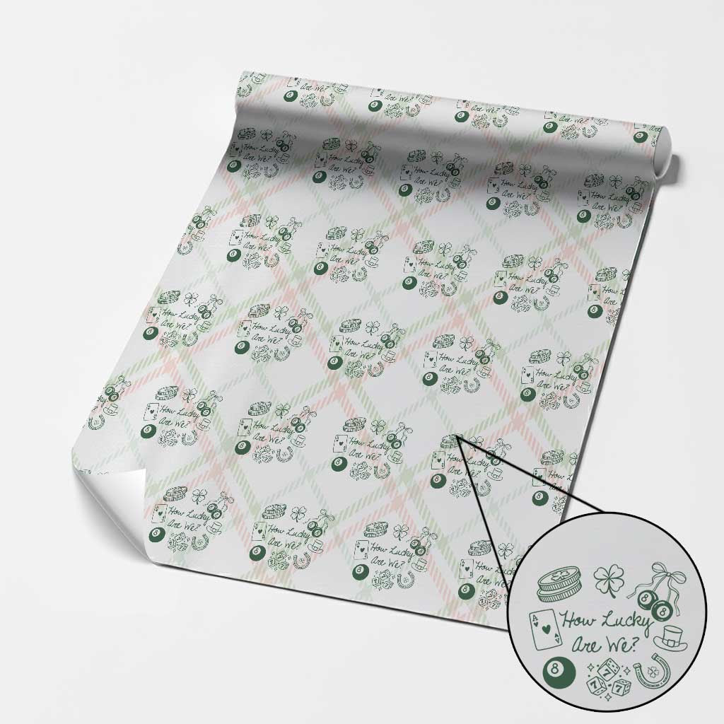 How Lucky Are We Wrapping Paper Roll Irish Shamrock Horseshoe St Patricks Day TS14 Christmas Plaid Print Your Wear