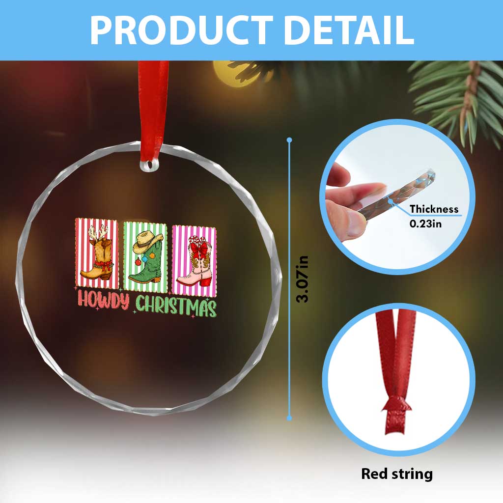 Howdy Christmas Cowboy Boots Western Pride Crystal Glass Ornament TS12 Print Your Wear