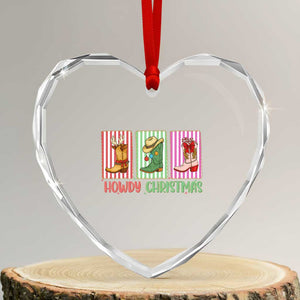 Howdy Christmas Cowboy Boots Western Pride Heart Crystal Glass Ornament TS12 Transparent Glass 3'' Heart Print Your Wear
