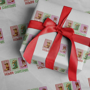 Howdy Christmas Cowboy Boots Western Pride Wrapping Paper Roll TS12 White Print Your Wear